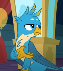 Size: 615x696 | Tagged: safe, screencap, gallus, griffon, g4, uprooted, cropped, gallus is not amused, male, solo, unamused