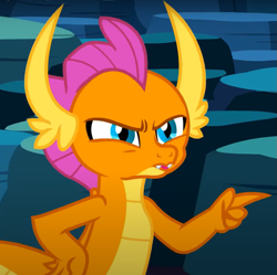 Size: 789x786 | Tagged: safe, screencap, smolder, dragon, g4, uprooted, angry, cropped, dragoness, female, hand on hip, pointing, solo