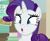 Size: 871x720 | Tagged: safe, screencap, rarity, pony, unicorn, friendship university, g4, my little pony: friendship is magic, book, cropped, female, horn, long mane, makeup, o mouth, open mouth, paper, shrunken pupils, solo, wide eyes