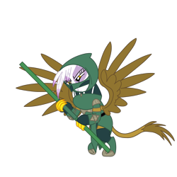 Size: 2100x2100 | Tagged: safe, artist:chanyhuman, gilda, griffon, g4, bow staff, flying, high res, hood, jade (mortal kombat), mortal kombat, mortal kombat 11, ninja, simple background, solo, transparent background, vector