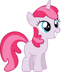 Size: 811x950 | Tagged: safe, artist:starryshineviolet, pony, unicorn, g4, female, filly, foal, lily (g4), looking up, simple background, smiling, so soft, so soft lily, solo, toy, transparent background, vector