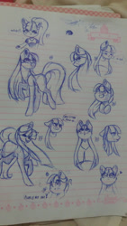 Size: 1837x3265 | Tagged: safe, artist:prettyshinegp, oc, oc only, earth pony, pony, bust, earth pony oc, english, lined paper, raised hoof, sketch, sketch dump, smiling, traditional art