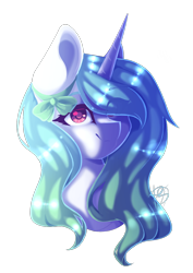 Size: 1000x1414 | Tagged: safe, artist:prettyshinegp, oc, oc only, pony, unicorn, bow, bust, eye clipping through hair, hair bow, horn, simple background, solo, transparent background, unicorn oc