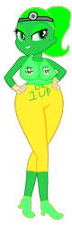 Size: 478x1503 | Tagged: safe, artist:smbros, oc, oc only, oc:healea upa, human, equestria girls, g4, 1up, 1upmushroom, big breasts, breasts, clothes, crossover, doctor, eyeshadow, hand on hip, humanized, makeup, ponytail, power up gals, power-up, shoes, simple background, solo, super mario bros., transparent background, wide hips