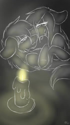 Size: 540x960 | Tagged: safe, artist:missclaypony, oc, oc only, pony, candle, hug, oc x oc, shipping