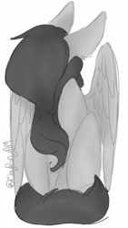 Size: 720x1280 | Tagged: safe, artist:missclaypony, oc, oc only, pegasus, pony, hair over eyes, pegasus oc, signature, simple background, solo, white background, wings
