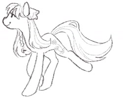 Size: 1504x1265 | Tagged: safe, artist:riceflowers_art, oc, oc only, oc:chamomillie, earth pony, pony, female, mare, monochrome, simple background, solo, white background