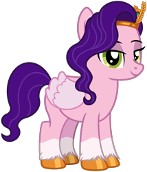 Size: 3264x3817 | Tagged: safe, artist:emeraldblast63, pipp petals, pegasus, pony, g4, g5, coat markings, female, g5 to g4, generation leap, headband, high res, jewelry, mare, regalia, simple background, smiling, socks (coat markings), solo, transparent background, unshorn fetlocks, vector