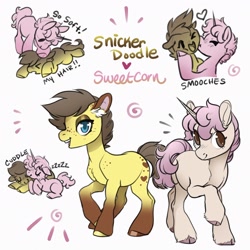 Size: 3000x3000 | Tagged: safe, artist:opalacorn, oc, oc only, oc:snicker doodle, oc:sweetcorn, earth pony, pony, unicorn, cuddling, duo, english, high res, kissing, simple background, white background