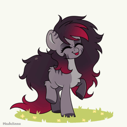 Size: 2000x2000 | Tagged: safe, artist:madelinne, oc, oc only, oc:madelinne, earth pony, pony, :p, animated, chest fluff, eyes closed, female, gif, happy, high res, mare, simple background, solo, tongue out, trotting, trotting in place, white background