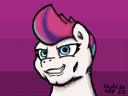 Size: 3859x2894 | Tagged: safe, artist:khaki-cap, zipp storm, pegasus, pony, g5, bust, digital art, female, flipnote, flipnote studio, funny, gigachad, grin, high res, mare, meme, signature, smiling, smug, solo