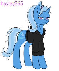 Size: 1714x2072 | Tagged: safe, artist:hayley566, trixie, pony, unicorn, series:redemptiverse, g4, alternate universe, clothes, hoodie, simple background, solo, tired, transparent background, vector