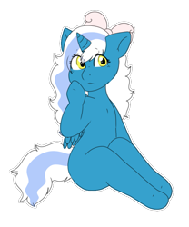 Size: 683x820 | Tagged: safe, artist:cute-little-star97, oc, oc only, oc:fleurbelle, alicorn, pony, alicorn oc, bow, female, hair bow, horn, mare, simple background, sitting, solo, transparent background, wingding eyes, wings, yellow eyes