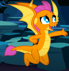 Size: 711x730 | Tagged: safe, screencap, smolder, dragon, g4, uprooted, cropped, cute, dragoness, female, raised eyebrow, smolderbetes, solo, spread wings, wings