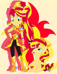 Size: 2125x2750 | Tagged: safe, artist:nikkicatabas, sunset shimmer, human, pony, unicorn, equestria girls, g4, crystal guardian, high res, human and pony, self paradox, self ponidox, solo
