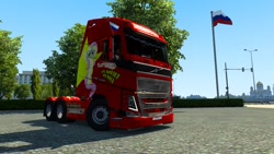 Size: 1280x720 | Tagged: safe, fluttershy, g4, euro truck simulator 2, game screencap, moscow, russia, russian flag, truck, volvo