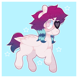 Size: 900x900 | Tagged: safe, artist:tookiut, oc, oc only, pegasus, pony, eyepatch, pegasus oc, smiling, solo, wings