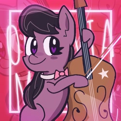 Size: 2048x2048 | Tagged: safe, artist:gobrosstar, octavia melody, earth pony, pony, g4, blushing, bow (instrument), bowtie, cello, cute, female, heart, heart eyes, high res, looking at you, mare, musical instrument, smiling, solo, wingding eyes, zoom layer
