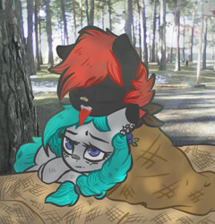 Size: 1038x1080 | Tagged: safe, artist:elektra-gertly, oc, oc only, earth pony, pony, 2018, duo, earth pony oc, female, homeless, mare, old art, outdoors, tired