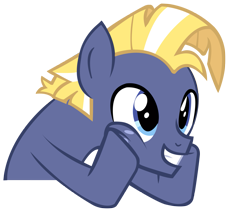 Size: 1423x1248 | Tagged: safe, artist:kyoshithebrony, star tracker, earth pony, pony, g4, cute, happy, hoof on cheek, male, simple background, smiling, solo, teenager, trackerbetes, transparent background, vector