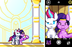 Size: 8784x5795 | Tagged: safe, artist:mariothepixelarter, pipp petals, zipp storm, pegasus, pony, g5, absurd resolution, cellphone, duo, female, mare, phone, pixel art, raised eyebrow, royal sisters (g5), selfie, siblings, sisters, smartphone, smiling