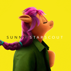 Size: 1425x1425 | Tagged: safe, edit, sunny starscout, earth pony, pony, g5, my little pony: a new generation, album cover, charlie puth, eyes closed, parody, photoshop, ponified, ponified album cover, simple background, solo focus, yellow background