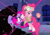 Size: 549x380 | Tagged: safe, artist:awesome toon, edit, pinkie pie, twilight sparkle, alicorn, earth pony, pony, g4, bag, clothes, corrupted, cropped, dusk till dawn, error, evil twilight, female, glitch, goggles, looking back, magic, mare, night, pibby, saddle bag, scared, scarf, skirt, smiling, socks, twilight sparkle (alicorn), youtube link