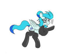 Size: 2160x1620 | Tagged: safe, artist:xdamny, oc, oc only, oc:piva storm, pegasus, pony, clothes, cute, gloves, latex, latex gloves, latex stockings, simple background, solo, stockings, surprised, thigh highs, white background, wings