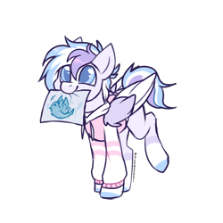 Size: 2000x2000 | Tagged: safe, artist:greenmaneheart, oc, oc only, oc:finch stardust, pegasus, pony, clothes, colored pupils, colored wings, commission, drawing, high res, hoodie, male, mouth hold, simple background, smiling, solo, stallion, transparent background, two toned wings, wings, ych result