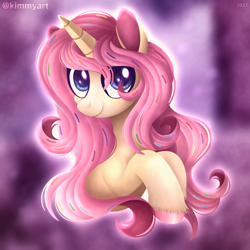 Size: 1500x1500 | Tagged: safe, artist:kimmyartmlp, oc, oc only, pony, unicorn, female, horn, smiling, solo, unicorn oc