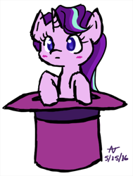 Size: 300x396 | Tagged: safe, artist:howlsinthedistance, starlight glimmer, pony, unicorn, g4, female, hat, simple background, solo, top hat, white background