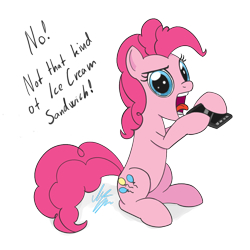 Size: 1050x1050 | Tagged: safe, artist:sameasusual, pinkie pie, earth pony, pony, g4, cellphone, female, open mouth, phone, silly, silly pony, simple background, smartphone, solo, transparent background