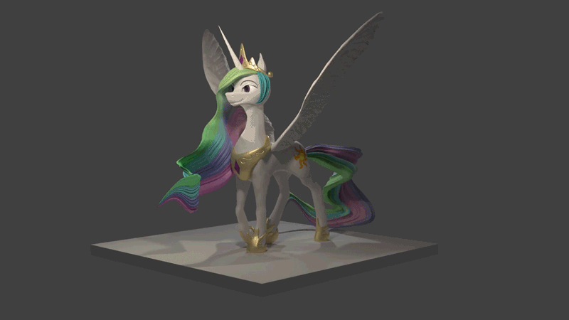 2950098 - safe, artist:plainoasis, princess celestia, alicorn, pony, 3d,  animated, blender, female, gif, happy, jewelry, looking at you, mare, open  mouth, open smile, regalia, smiling, smiling at you, solo, spread wings,  walk