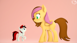 Size: 3840x2160 | Tagged: safe, artist:marshmallow-pone, oc, oc only, oc:timber, oc:vani, alicorn, pegasus, pony, 3d, alicorn oc, duo, high res, horn, size difference, source filmmaker, wings