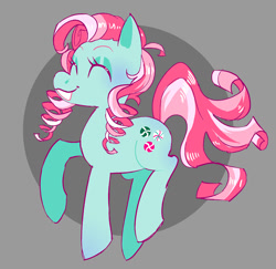 Size: 1339x1300 | Tagged: safe, artist:stevetwisp, minty, earth pony, pony, g3, commission, eyes closed, female, mare, open mouth, open smile, smiling, solo