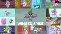 Size: 1974x1111 | Tagged: safe, edit, edited screencap, editor:quoterific, screencap, gummy, spike, dragon, a matter of principals, a trivial pursuit, father knows beast, g4, marks for effort, molt down, my little pony best gift ever, school raze, sparkle's seven, sweet and smoky, the big mac question, the ending of the end, the point of no return, yakity-sax, clothes, costume, cute, dangerous mission outfit, goggles, hoodie, hot air balloon, mirror, pajamas, projector, spikabetes