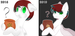 Size: 1280x625 | Tagged: safe, artist:arina-gremyako, oc, oc only, pegasus, pony, caught, cookie, cookie jar, duo, ear fluff, floppy ears, food, pegasus oc, redraw