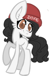 Size: 753x1131 | Tagged: safe, artist:oniiponii, oc, oc only, earth pony, pony, beanie, ear fluff, earth pony co, female, hat, mare, raised hoof, simple background, solo, transparent background