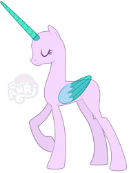 Size: 2596x3464 | Tagged: safe, artist:emperor-anri, oc, oc only, alicorn, pony, g4, alicorn oc, base, eyelashes, eyes closed, female, high res, horn, mare, raised hoof, simple background, solo, transparent background, wings