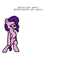 Size: 1725x1414 | Tagged: safe, artist:professorventurer, part of a set, pipp petals, pegasus, pony, series:ask pippamena: bonus content, g5, battleblock theater, bipedal, buckle your pants, dancing, eyebrows, pippamena, solo