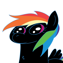 Size: 3000x3000 | Tagged: source needed, safe, artist:buttercupsaiyan, oc, oc only, oc:dark rainbow dash, pegasus, pony, black fur, high res, numget, simple background, solo, white background
