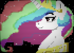 Size: 560x400 | Tagged: safe, artist:thelunarmoon, princess celestia, alicorn, pony, g4, bust, crt filter, female, heart, heart eyes, mare, peytral, pixel art, smiling, solo, sparkles, wingding eyes