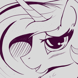 Size: 3000x3000 | Tagged: safe, artist:enonnnymous, princess celestia, g4, blushing, bust, high res, monochrome, portrait, sketch, solo