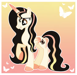 Size: 1280x1237 | Tagged: safe, artist:cindystarlight, oc, oc:sara butterfly, alicorn, pony, alicorn oc, base used, concave belly, female, horn, mare, race swap, slender, solo, thin, wings