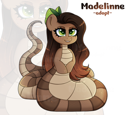 Size: 2744x2500 | Tagged: safe, artist:madelinne, oc, oc only, lamia, original species, pony, adoptable, adoptable open, female, high res, long hair, mare, simple background, solo, zoom layer