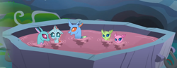 Size: 1386x538 | Tagged: safe, screencap, axilla, carapace (g4), lumbar, ocellus, spiracle, changedling, changeling, nymph, g4, the hearth's warming club, baby changeling, brother and sister, cropped, cute, diaocelles, family, father and child, father and daughter, father and son, female, fruit punch, male, mother and child, mother and daughter, mother and son, ocellus' family, siblings, sisters