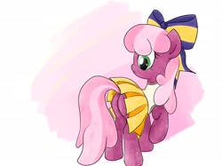 Size: 2732x2048 | Tagged: safe, artist:widelake, cheerilee, earth pony, pony, g4, butt, cheerileeder, cheerleader, clothes, female, flowerbutt, high res, mare, plot, simple background, skirt, solo