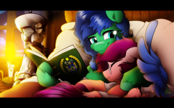 Size: 4000x2480 | Tagged: safe, artist:dormin-dim, oc, oc only, pegasus, pony, bed, book, candle, eyes closed, glasses, pillow, sleeping