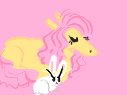 Size: 800x600 | Tagged: safe, artist:eskay, angel bunny, fluttershy, horse, rabbit, g4, animal, duo, simple background, sketch
