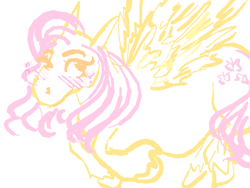 Size: 800x600 | Tagged: safe, artist:eskay, fluttershy, horse, pegasus, pony, g4, blushing, sketch, sketchful.io, wings
